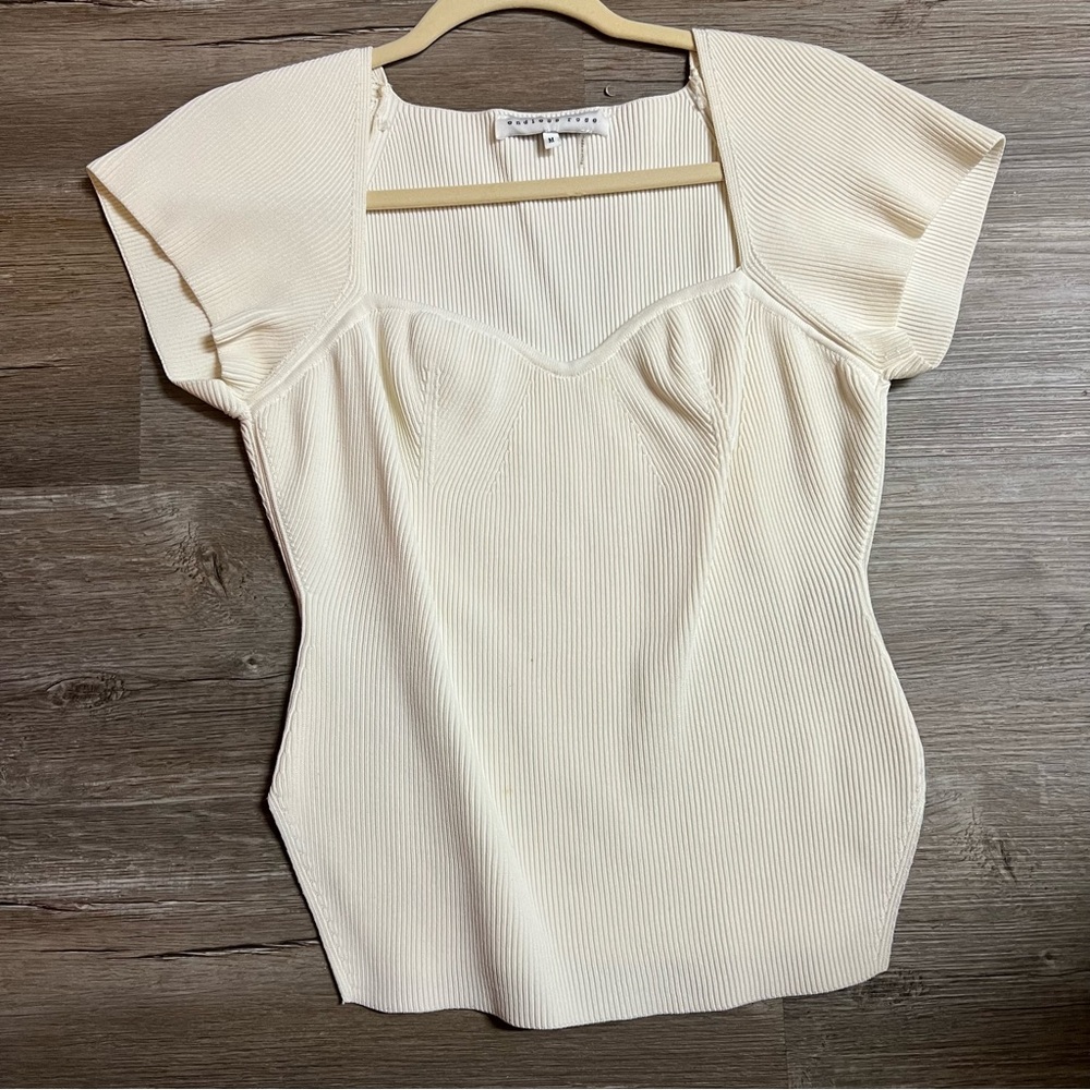 Cream Ribbed Top